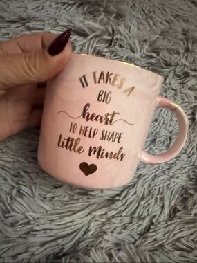 Pink Mug with Gold Script — Teacher Appreciation